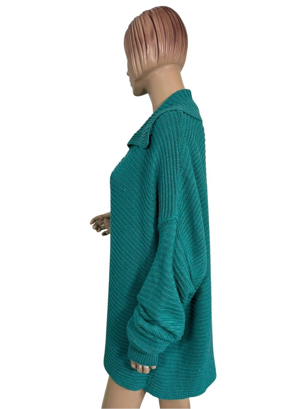 Free People Marlie Ribbed Knit Oversized
Collared Pullover Sweater Teal XL - Picture 7 of 10